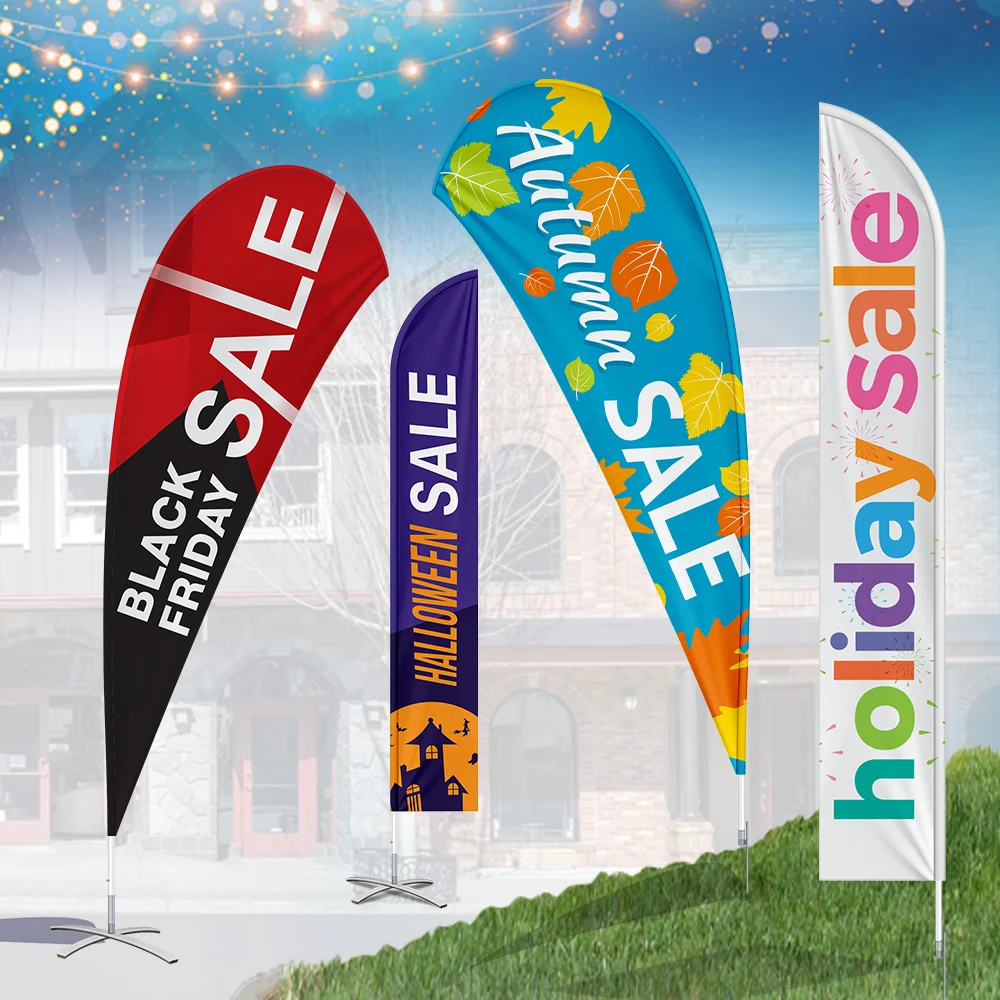 Custom feather flags used for fall events and promotions