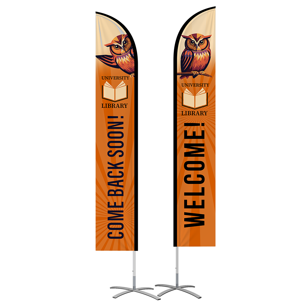 Collection of custom printed promotional flags